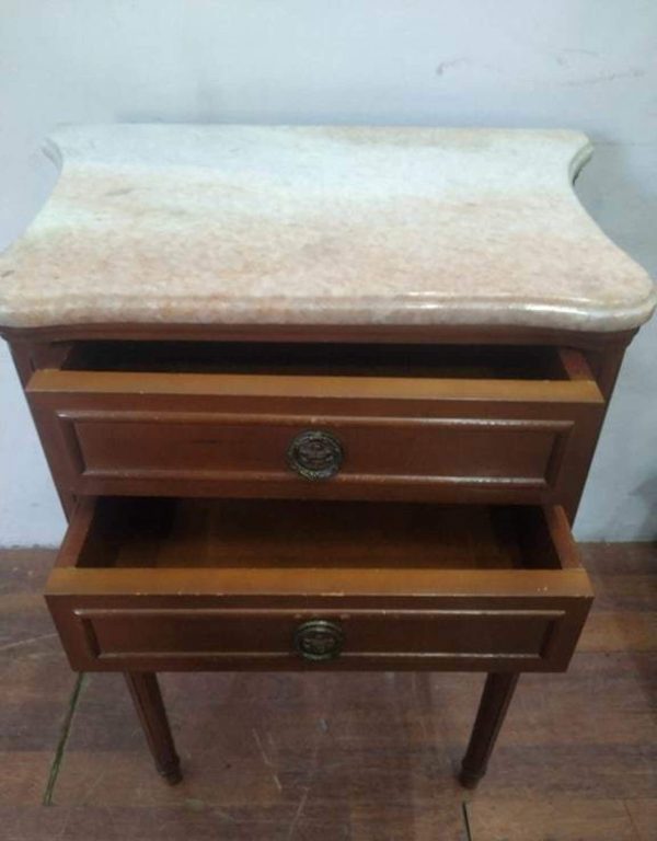 JUEGO DE CAMA CON CAPITONE Y MESA DE LUZ CON MARMOL FRANCES LUIS XVI. COD: 63505 - Image 8
