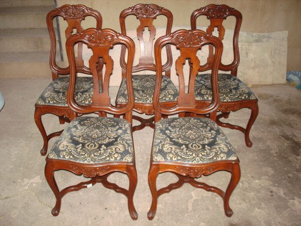 5 SILLAS ESTILO FRANCES LUIS XIV IMPECABLES . COD: 65308