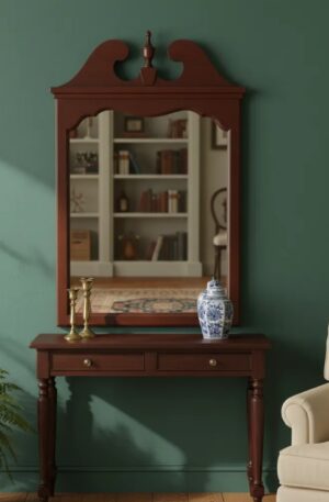 ESPEJO ESTILO INGLES EN MADERA DE GUINDO , MADE IN USA. COD: 29421