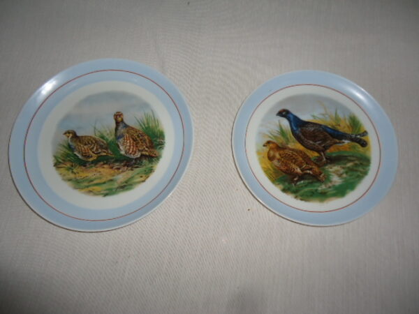 2 PLATOS DECORATIVOS PORCELANA VERBANO ESCENAS AVES DE CAZA. COD: 71101