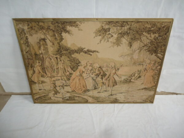 CUADRO TAPIZ GOBELINO ANTIGUO ESCENAS GALANTES FRANCESAS. COD: 73606