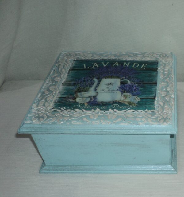 CAJA DE TE MADERA PATINADA VINTAGE ROMANTIC. COD: 73203B