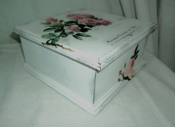 CAJA DE TE MADERA MACIZA PATINA SHABY CHIC ROMANTIC. COD: 73203A - Image 5