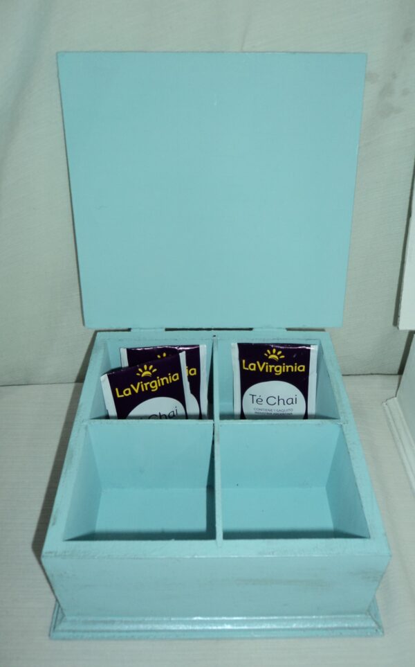 CAJA DE TE MADERA PATINADA VINTAGE ROMANTIC. COD: 73203B - Image 7