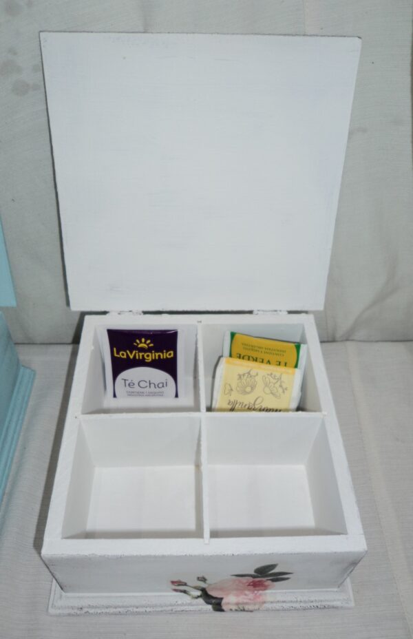CAJA DE TE MADERA MACIZA PATINA SHABY CHIC ROMANTIC. COD: 73203A - Image 7