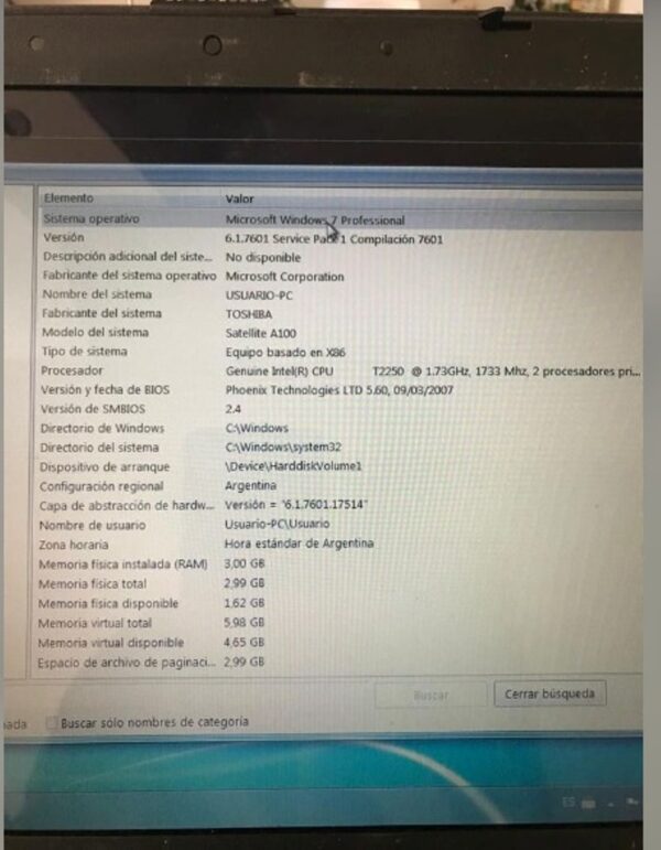 NOTEBOOK TOSHIBA SATELLITE A 100 FUNCIONANDO. - Image 5