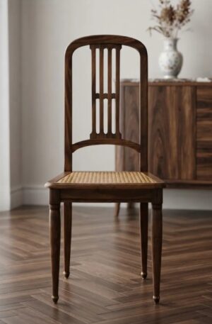 SILLA DE COMEDOR ANTIGUA CON ESTERILLA VEGETAL ESTILO INGLES. COD: 83806