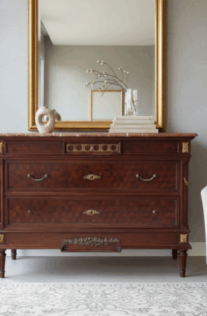 COMODA ESTILO FRANCES LUIS XVI TRANSICION CON MARMOL COD: 84308