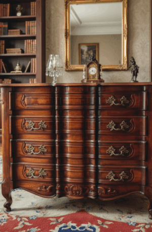 COMODA ESTILO FRANCES PROVENZAL EN VIRARÓ LUSTRE ORIGINAL. COD: 85506