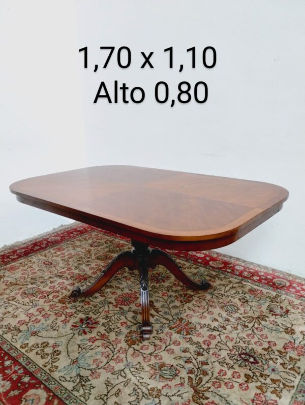 MESA DE COMEDOR ESTILO INGLES SHERATON PATA CENTRAL. COD: 84304
