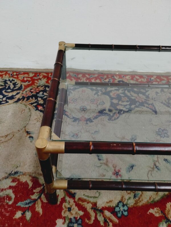 MESA RATONA FALSO BAMBU Y BRONCE DOBLE PLANO CON VITREA. COD: 85503 - Image 5