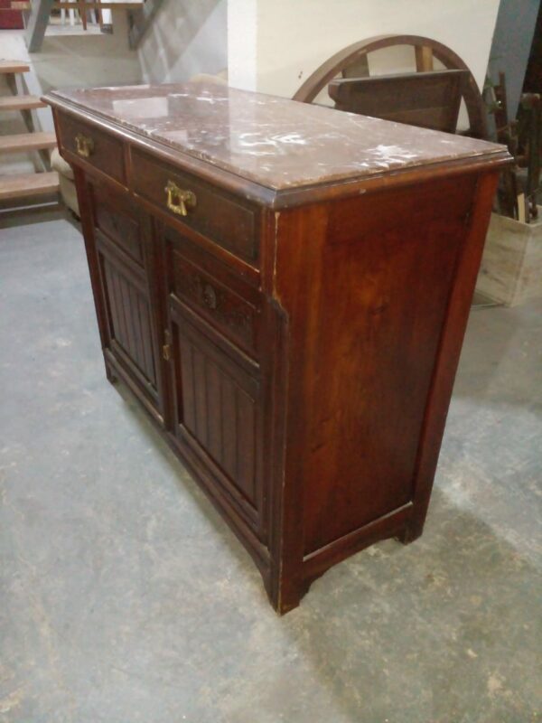 MUEBLE APARADOR ANTIGUO 2 PUERTAS NOGAL Y MARMOL ITALIANO. COD: 84801 - Image 3