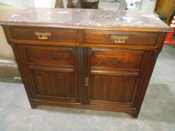 MUEBLE APARADOR ANTIGUO 2 PUERTAS NOGAL Y MARMOL ITALIANO. COD: 84801 - Image 5
