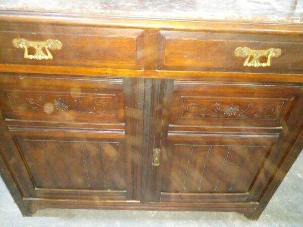 MUEBLE APARADOR ANTIGUO 2 PUERTAS NOGAL Y MARMOL ITALIANO. COD: 84801 - Image 8