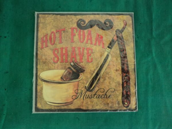 CARTEL VINTAGE PLOTEADO SOBRE GALVANIZADO BARBERIA. COD: 30313