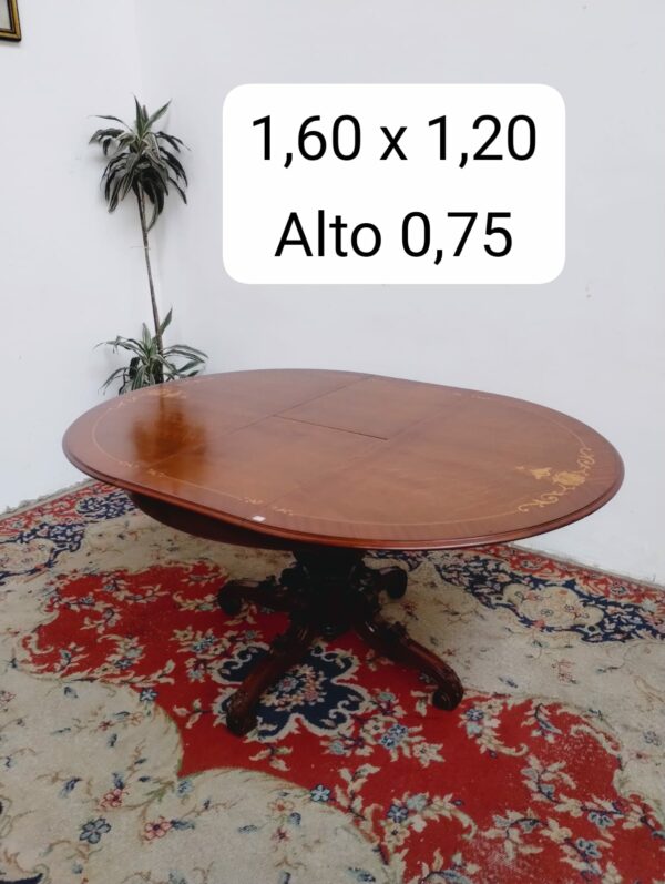 MESA DE COMEDOR ESTILO FRANCES CON MARQUETERIA PALO DE ROSA. COD: 88502