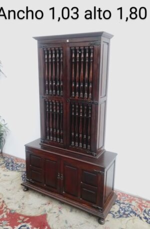 MUEBLE DOS PUERTAS TIPO ARMERO, BIBLIOTECA, BARGUEÑO COLONIAL ESPAÑOL. COD: 90802