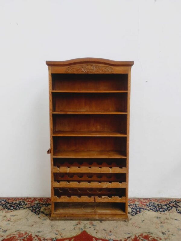 BIBLIOTECA ANTIGUA DE ROBLE CON BODEGA PARA 21 BOTELLAS. COD: 90806 - Image 2