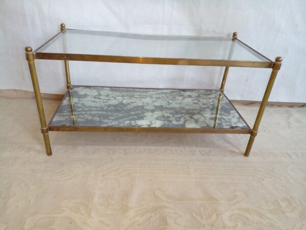 MESA RATONA DISEÑO DOBLE PLANO EN BRONCE Y VIDRIO. COD: 39002 - Image 2