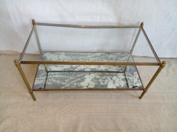 MESA RATONA DISEÑO DOBLE PLANO EN BRONCE Y VIDRIO. COD: 39002