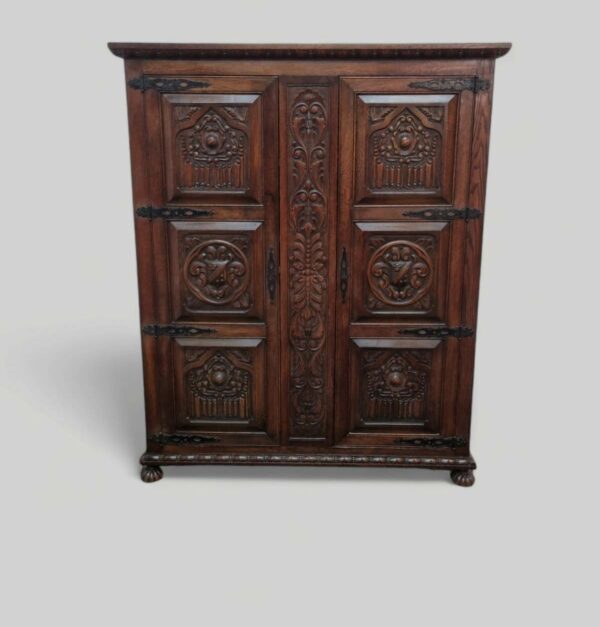 MUEBLE ANTIGUO ARMARIO COLONIAL ESPAÑOL EN ROBLE TALLADO. COD: 91203 - Image 2
