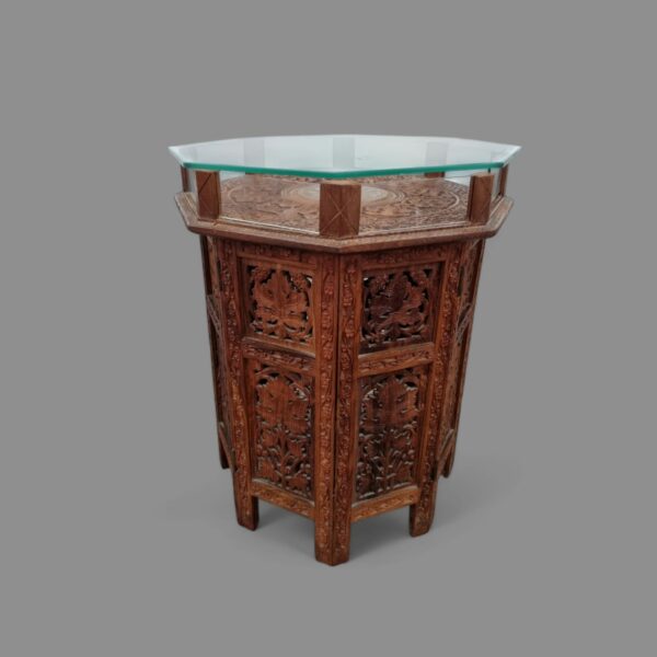 MESA DE SALA INDU TALLADA EN MADERA DE ROSA ( ROSEWOOD). COD: 91206 - Image 3