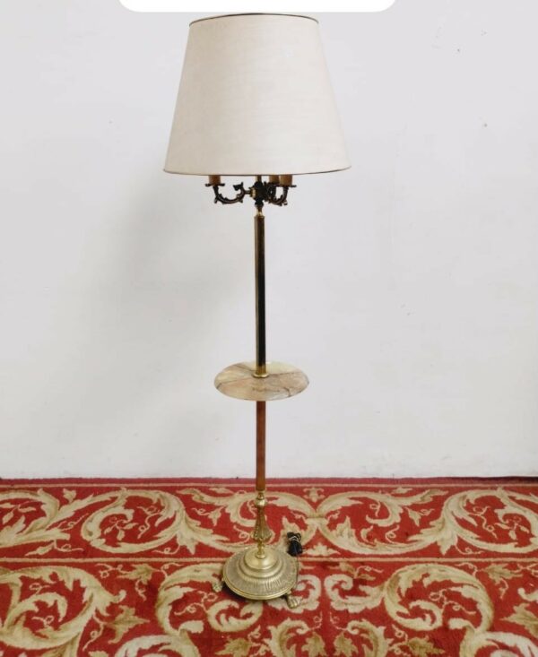 LAMPARA DE PIE ANTIGUA DE BRONCE Y MARMOL ONIX. COD: 91602