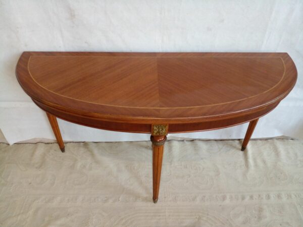 MESA LIBRO DE COMEDOR ESTILO INGLES EN CAOBA CON BRONCERIA. COD: 44216