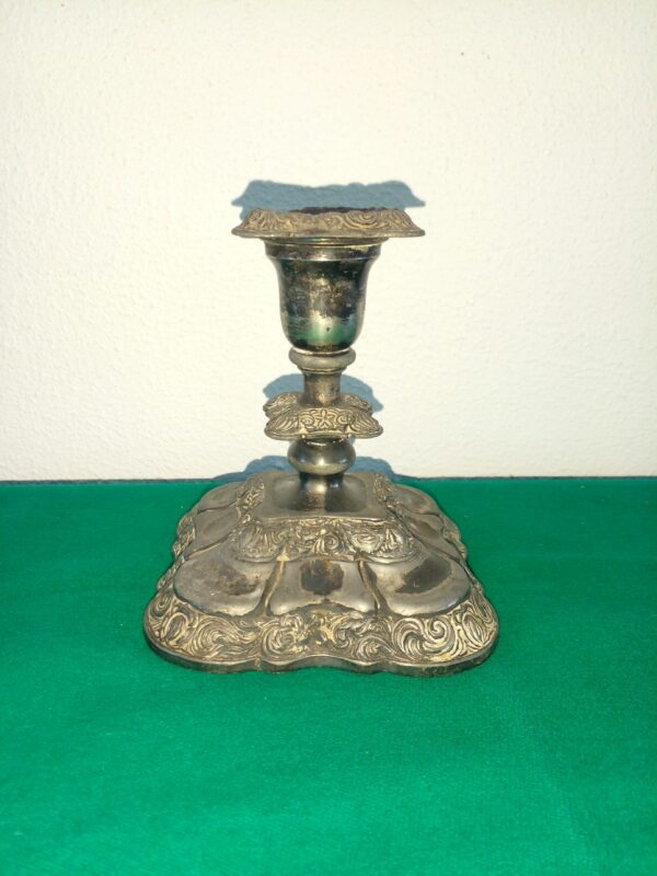 CANDELERO ANTIGUO PORTA VELAS METAL PLATEADO. COD: 81103 - Image 3