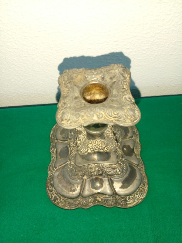 CANDELERO ANTIGUO PORTA VELAS METAL PLATEADO. COD: 81103 - Image 4