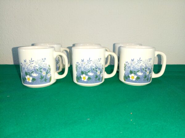 SET DE 6 TAZAS JARRITOS PARA CAFÉ VINTAGE FLORES MARGARITAS. COD: 70112 - Image 4