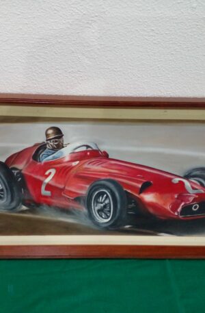 CUADRO AL OLEO PINTOR ENTRERRIANO FABRICIO ULRICH, TITULADO FANGIO 1957. PRECIO US$ 250