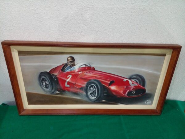 CUADRO AL OLEO PINTOR ENTRERRIANO FABRICIO ULRICH, TITULADO FANGIO 1957. PRECIO US$ 250