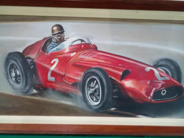 CUADRO AL OLEO PINTOR ENTRERRIANO FABRICIO ULRICH, TITULADO FANGIO 1957. PRECIO US$ 250 - Image 4