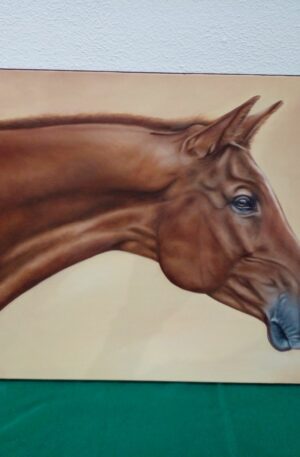 CUADRO AL OLEO PINTOR ENTRERRIANO FABRICIO J. ULRICH - CABALLO BRAVO MUCHACHITO - PRECIO US$ 300
