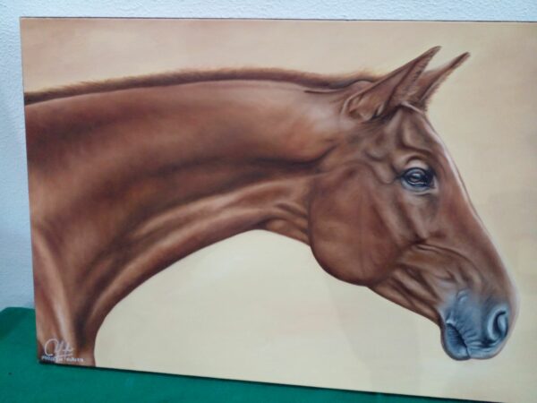 CUADRO AL OLEO PINTOR ENTRERRIANO FABRICIO J. ULRICH - CABALLO BRAVO MUCHACHITO - PRECIO US$ 300 - Image 3