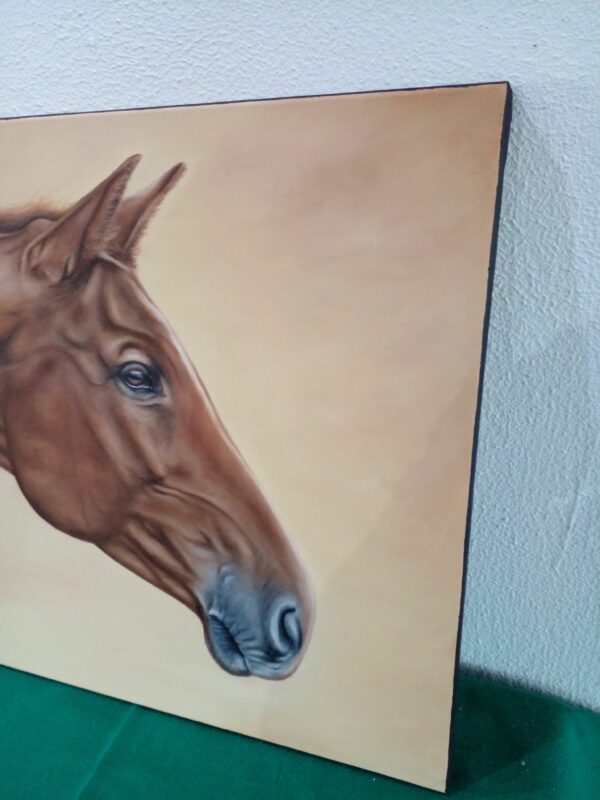 CUADRO AL OLEO PINTOR ENTRERRIANO FABRICIO J. ULRICH - CABALLO BRAVO MUCHACHITO - PRECIO US$ 300 - Image 4