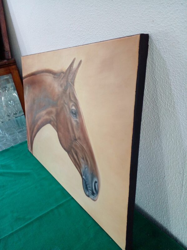 CUADRO AL OLEO PINTOR ENTRERRIANO FABRICIO J. ULRICH - CABALLO BRAVO MUCHACHITO - PRECIO US$ 300 - Image 6