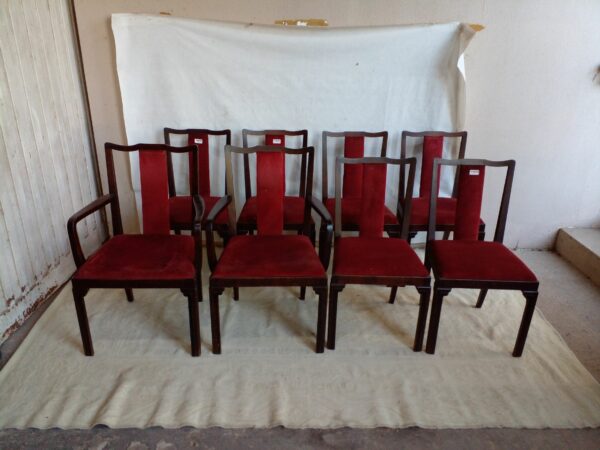 JUEGO DE 6 SILLAS Y 2 SILLONES DE CABECERA SELLADOS NORDISKA KOMPANIET. COD: 92203