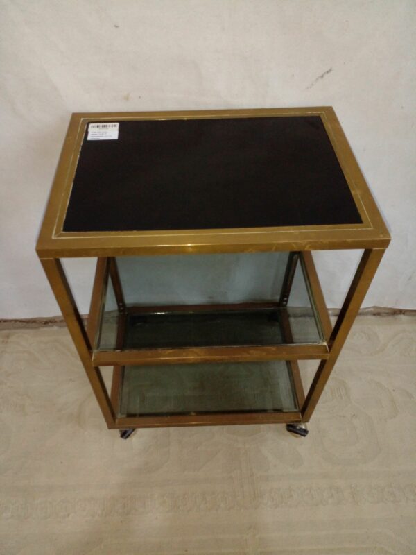 MESA RODANTE DE DISEÑO EN BRONCE TRES PLANOS MESITA BAR. COD: 93005 - Image 3