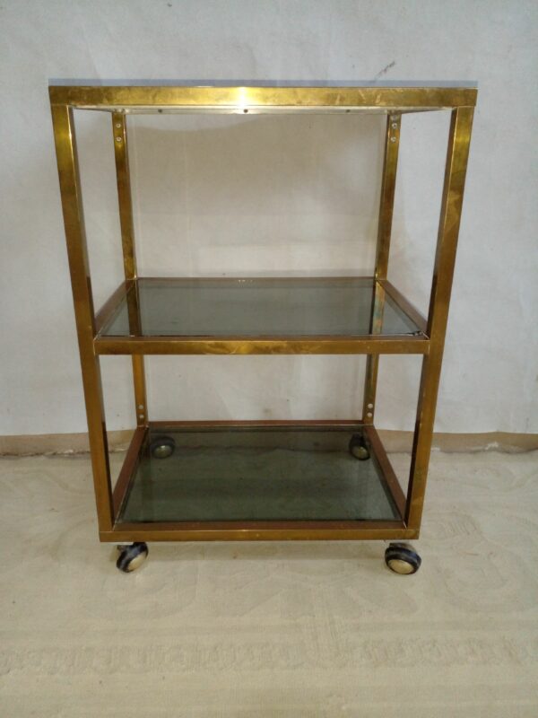 MESA RODANTE DE DISEÑO EN BRONCE TRES PLANOS MESITA BAR. COD: 93005 - Image 4