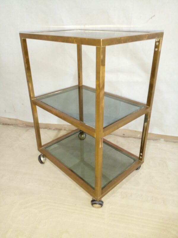 MESA RODANTE DE DISEÑO EN BRONCE TRES PLANOS MESITA BAR. COD: 93005 - Image 5