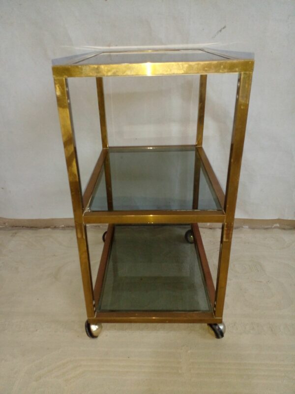 MESA RODANTE DE DISEÑO EN BRONCE TRES PLANOS MESITA BAR. COD: 93005 - Image 6