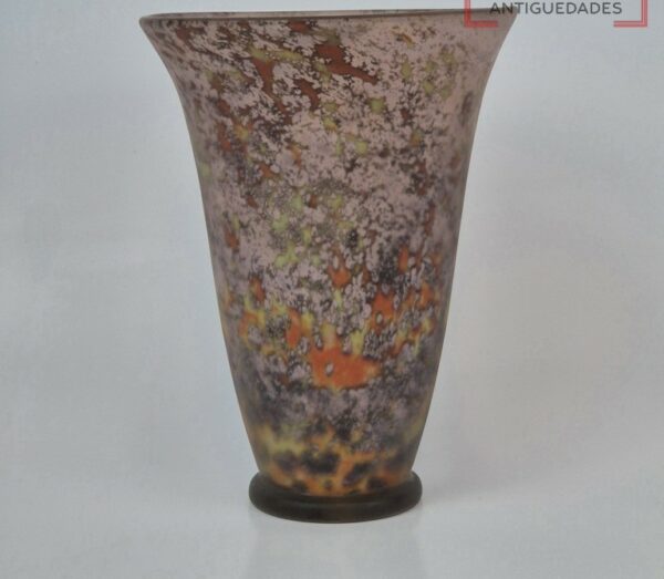 FLORERO VIDRIO ARTISTICO FIRMADO LORRAIN ART DECO FRANCES. COD: 92103
