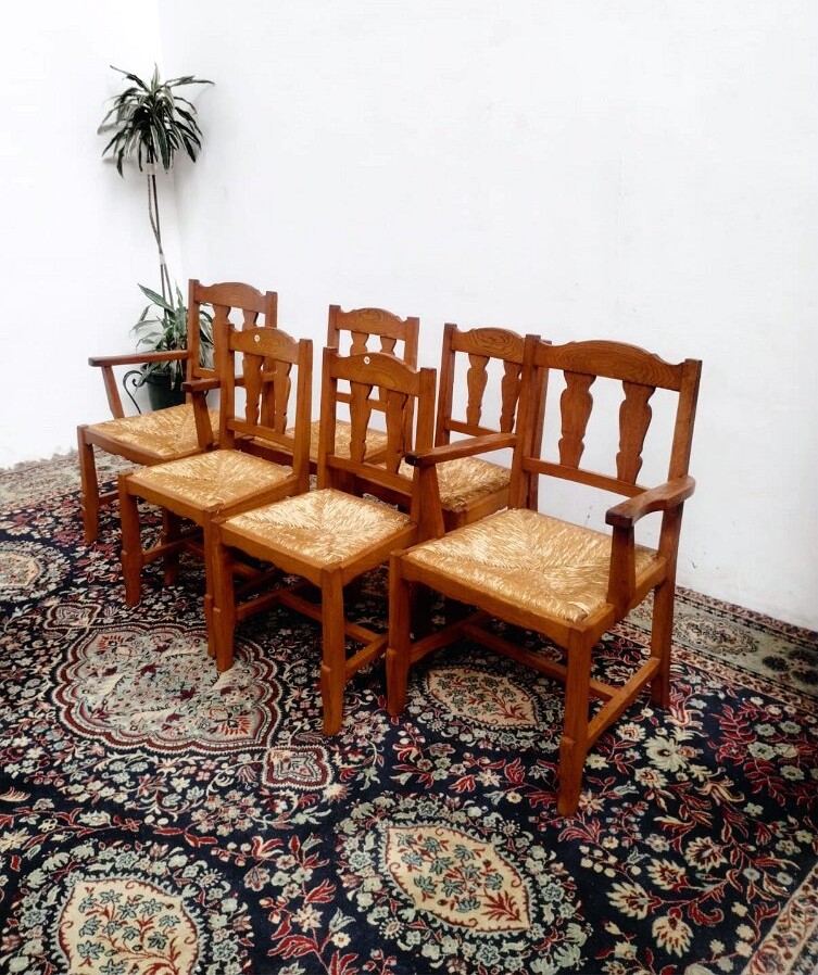 JUEGO DE COMEDOR EN ROBLE ESTILO VASCO PROVENZAL RUSTICO CAMPESTRE. COD: 93401 - Image 8