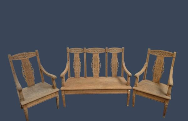 JUEGO DE SILLONES ANTIGUOS DE ROBLE MACIZO TALLADOS JUEGO DE SALA. COD: 94605 - Image 2