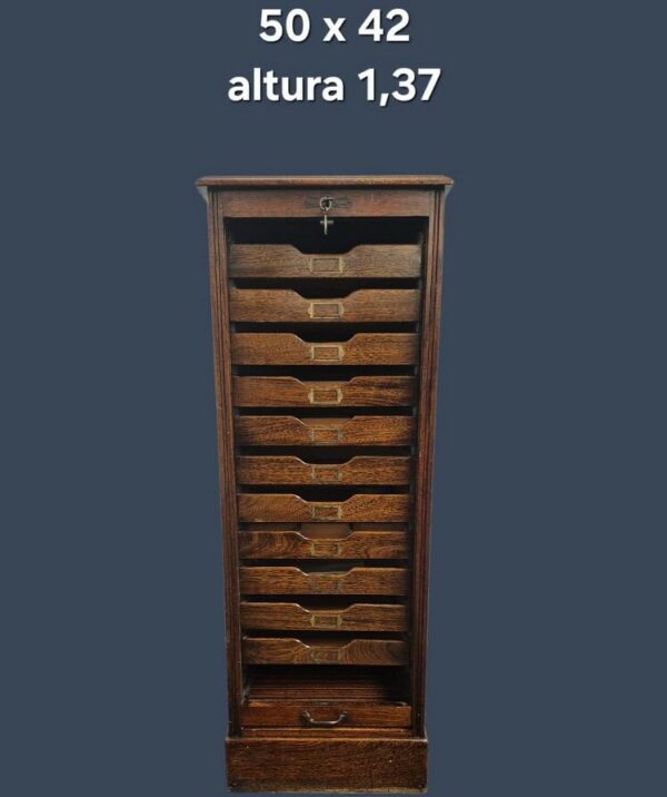 FICHERO CORTINA DE ROBLE ANTIGUO ORIGINAL. COD: 94607 - Image 2