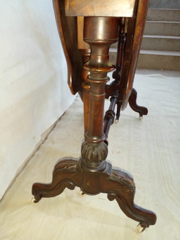 MESA DE SALA ANTIGUA SISTEMA DOBLE ALA ESTILO INGLES NOGAL. COD: 95002 - Image 6