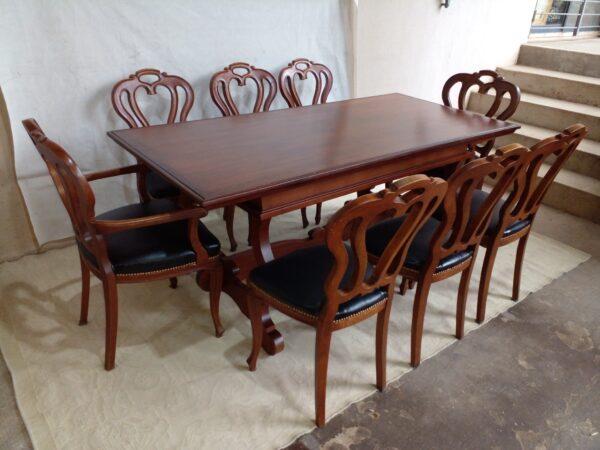 JUEGO DE COMEDOR ESTILO INGLES VICTORIANO CON SILLONES DE CABECERA. COD: 93103