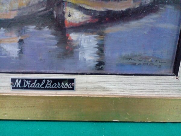 CUADRO OLEO SOBRE HARDBOARD BARCOS DEL ARTISTA MANUEL VIDAL BARROS. COD: 29605 - Image 6